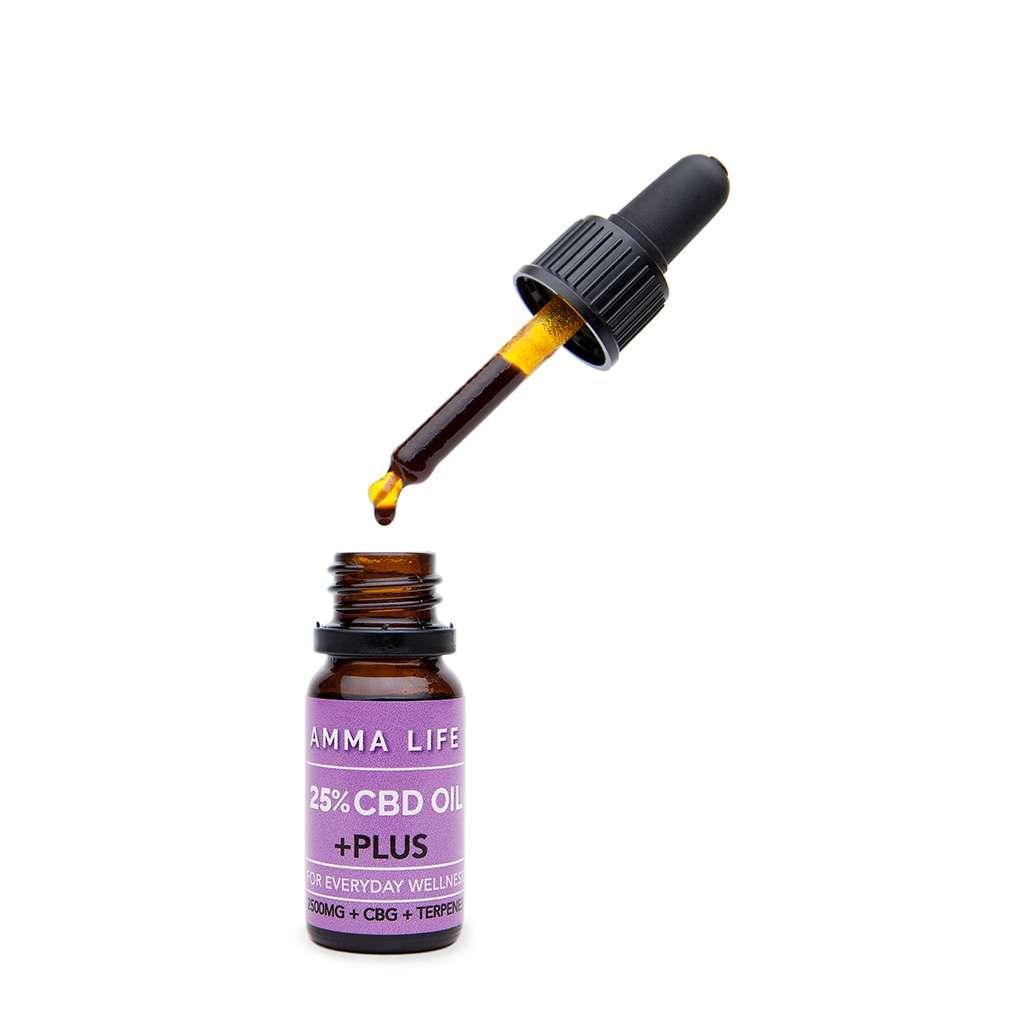 25% CBD Oil by Amma Life. Open lid showing the high quality CBD oil.
