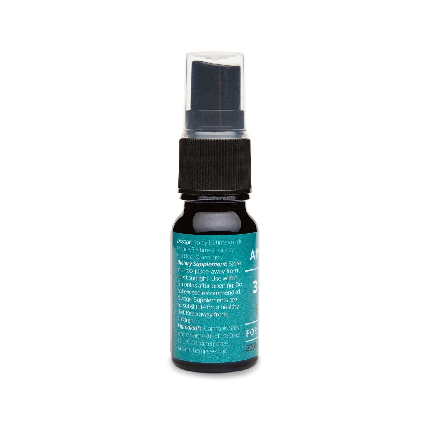 300mg CBD Oil from the Balance range, by Amma Life. Ideal starter CBD oil to support everyday health and wellness. Side view.